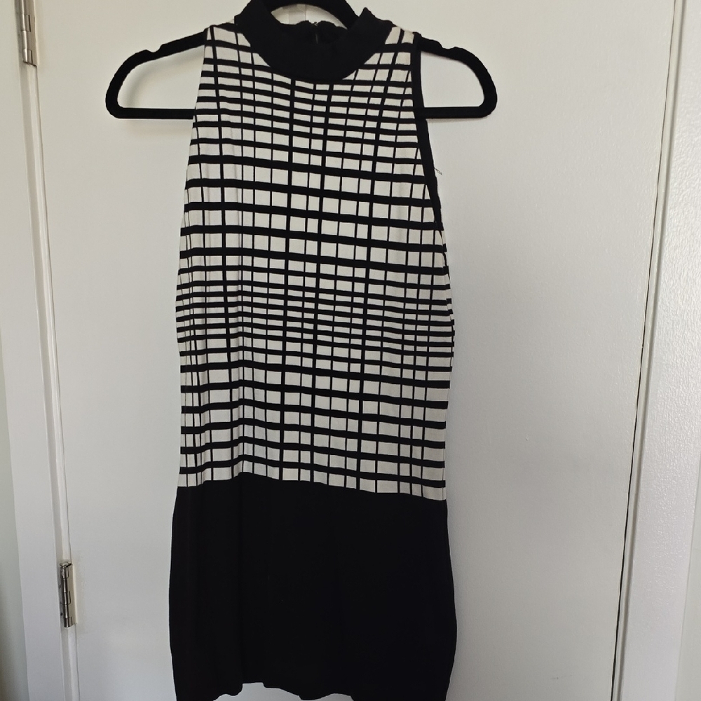 Promod Black and White Checkered Dress